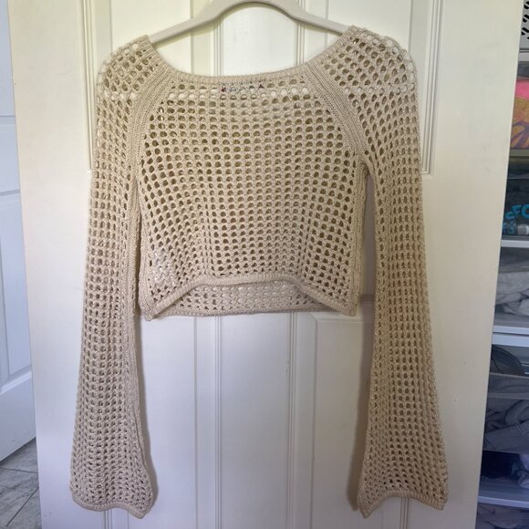 UO Chloe Cropped Open-Knit Sweater - Picture 2 of 3